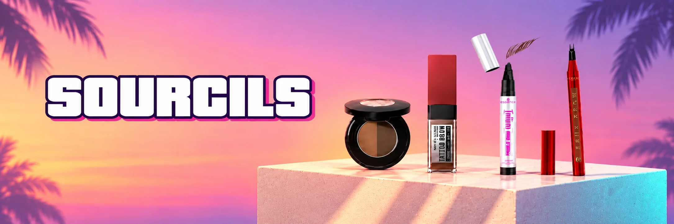 Sourcils — crayon, poudre, gel et feutre