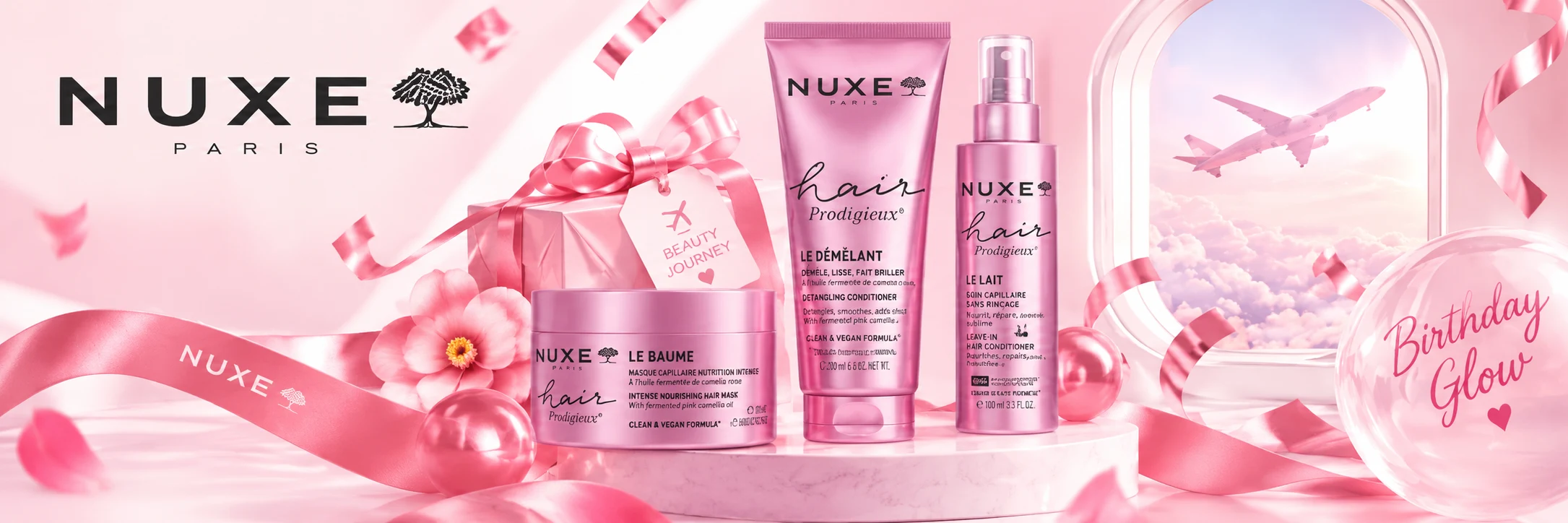 Nuxe Hair Prodigieux — le baume, le démêlant et le lait capillaire, Birthday Glow
