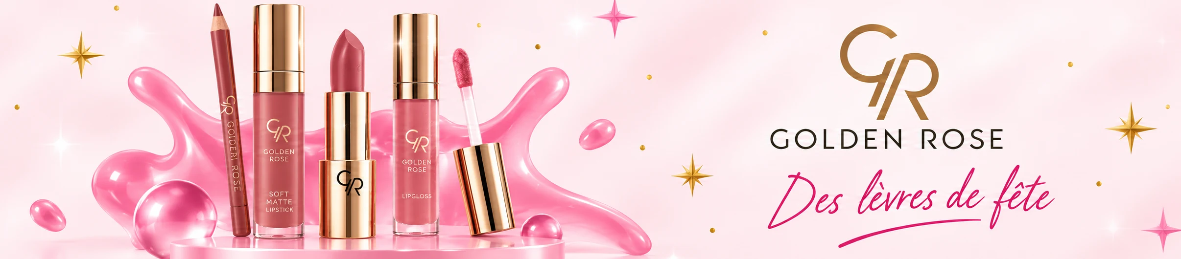 Golden Rose — des lèvres de fête : Soft Matte Lipstick, rouge à lèvres, lipgloss