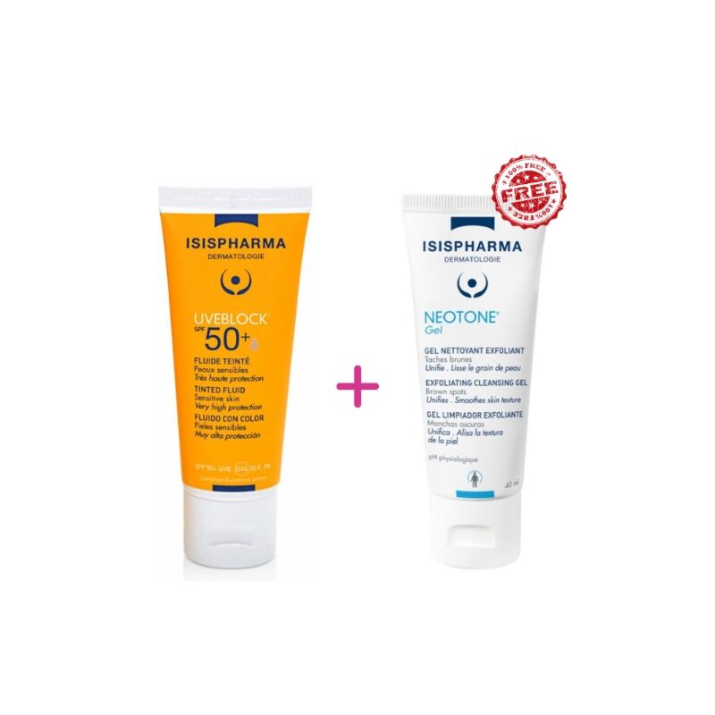 ISISPHARMA - UVEBLOCK SPF50  FLUIDE TEINTE   NEOTONE GEL NETTOYANT