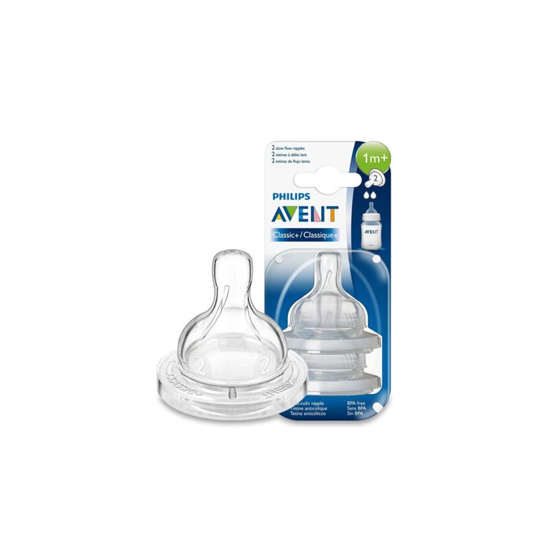 AVENT - 2 TETINES CLASSIC A DEBIT LENT 1M+