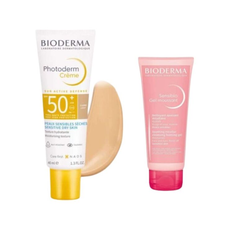 BIODERMA - PACK DUO PHOTODERM CREME TEINTE CLAIRE SPF 50   SENSIBIO GEL MOUSSANT