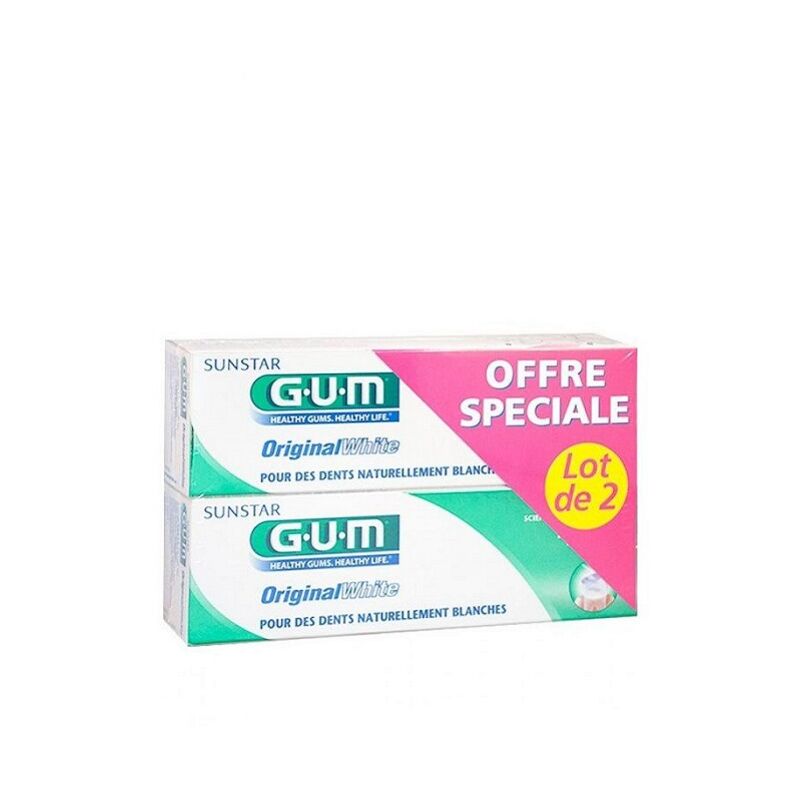 GUM - DENTIFRICE ORIGINAL WHITE 75ML LOT DE 2