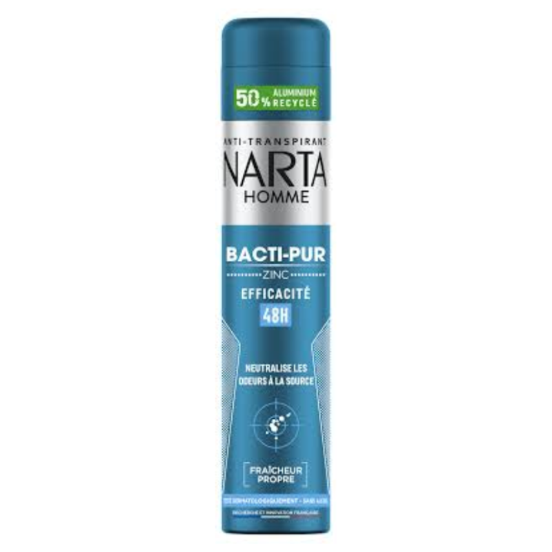 NARTA - DEODORANT SPRAY HOMME ANTI-BACTERIEN AU ZINC BACTI-PUR
