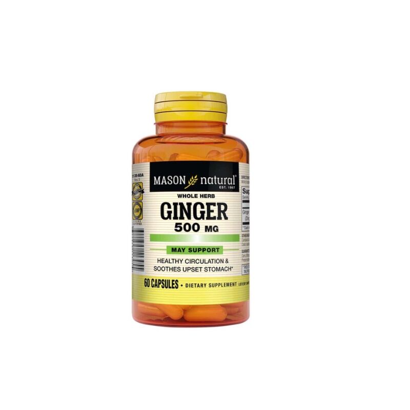 MASON NATURAL - GINGER 500MG 60 CAPSULES 1139-60A