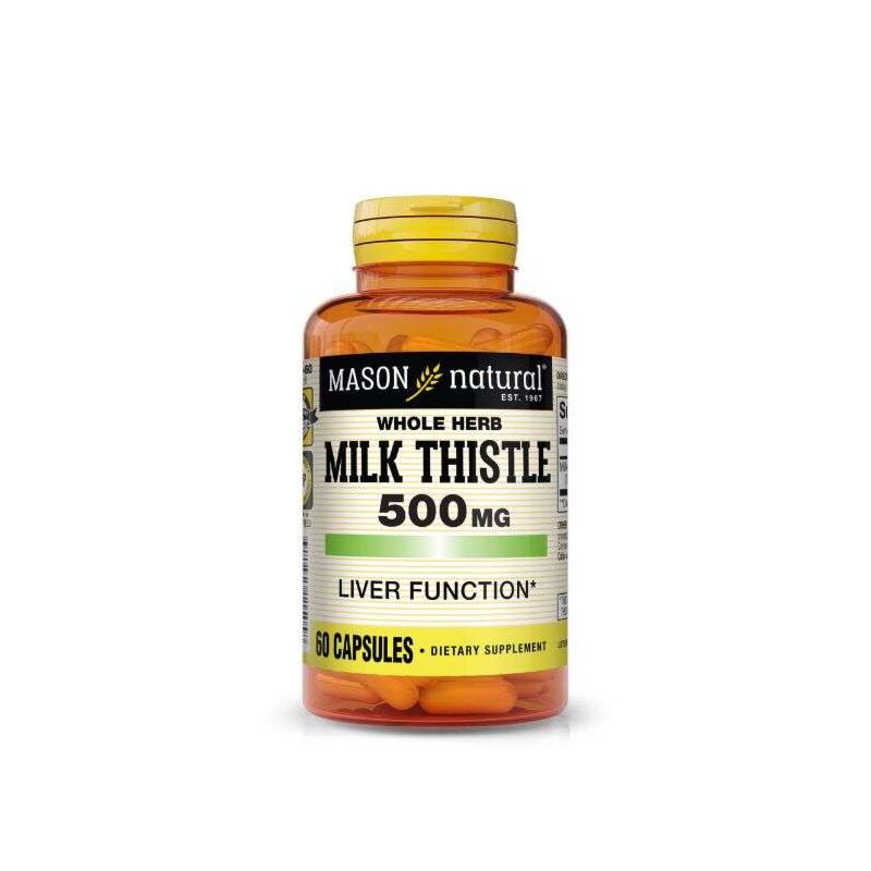 MASON NATURAL - WHOLE HERB MILK THISTLE 500 MG 60 CAPSULES