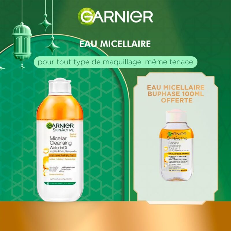GARNIER - OFFRE SKIN  MICELLAIRE BIPHASE 400ML = MICELLAIRE 100ML BIPHASE