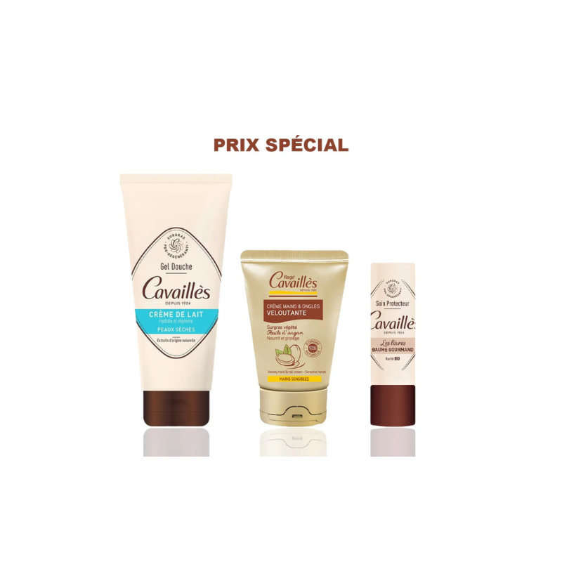 ROGE CAVAILLES - PACK GEL DOUCHE CREME DE LAIT 200ML   CREME MAINS DOUCEUR 50ML   BAUME LEVRES GOURMAND