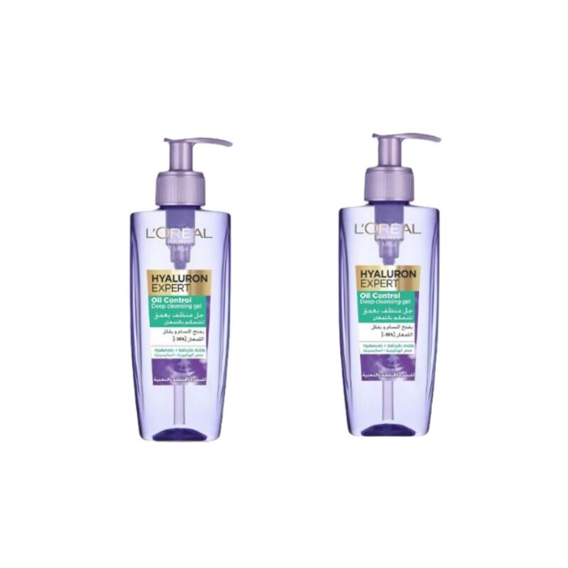L'OREAL  - LOT DE 2 GEL WASH ACIDE HYALURON OIL CONTROL 200ML