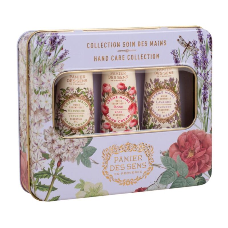 PANIER DES SENS COFFRET CREME MAINS AUX HUILLES ESSENTIELS LAVANDE ROSE ET WERVEINE 3X 30 ML