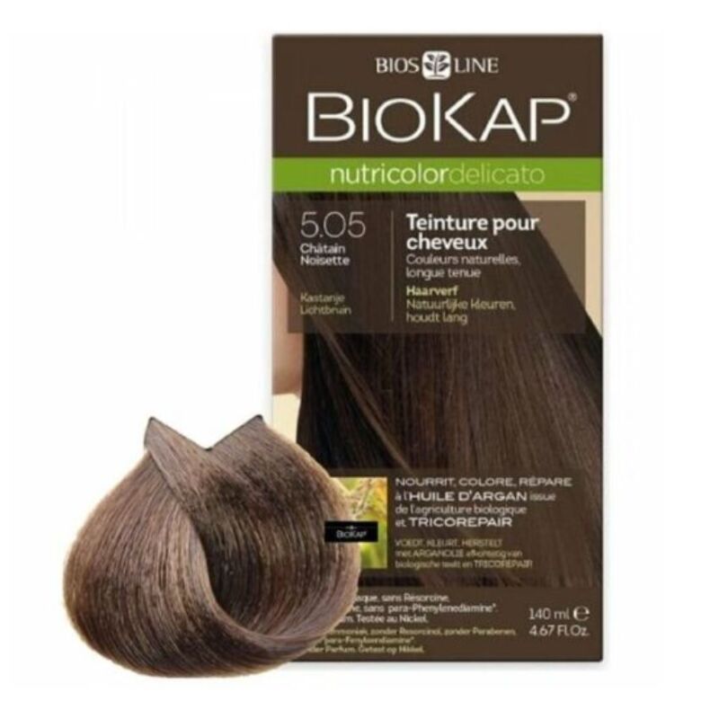 BIOKAP - NUTRICOLOR DELICATO COLORATION NATURELLE 5.05 CHATAIN NOISETTE