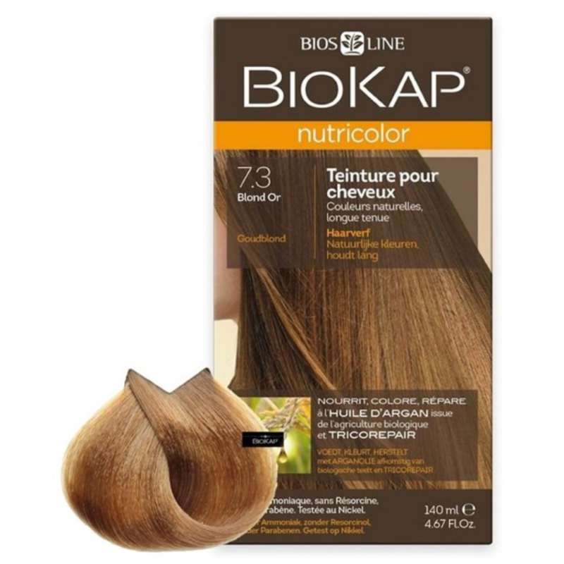 BIOKAP - NUTRICOLOR COLORATION NATURELLE 7.3 BLOND OR