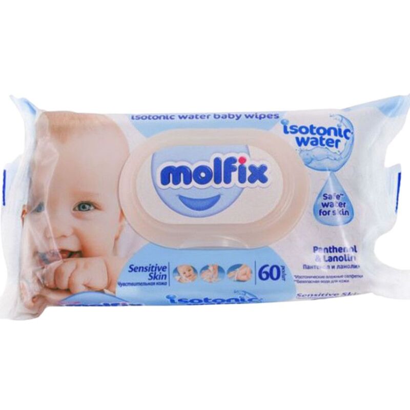 MOLFIX - LINGETTES À L'EAU  SENSITIVE, 60 LINGETTES