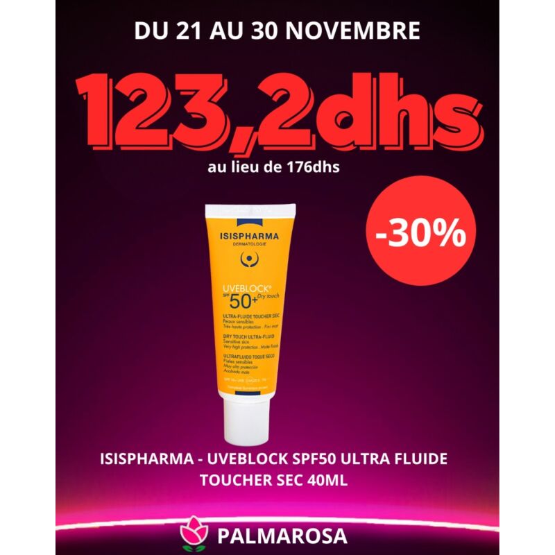 ISISPHARMA - UVEBLOCK SPF50  ULTRA FLUIDE TOUCHER SEC  40ML