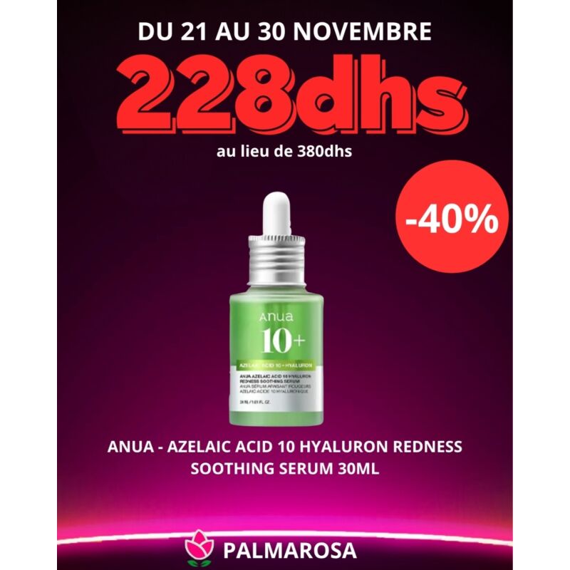 ANUA - AZELAIC ACID 10 HYALURON REDNESS SOOTHING SERUM 30ML