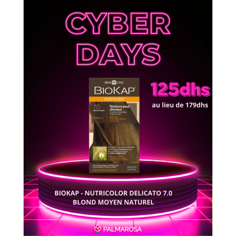 BIOKAP - NUTRICOLOR DELICATO 7.0 BLOND MOYEN NATUREL