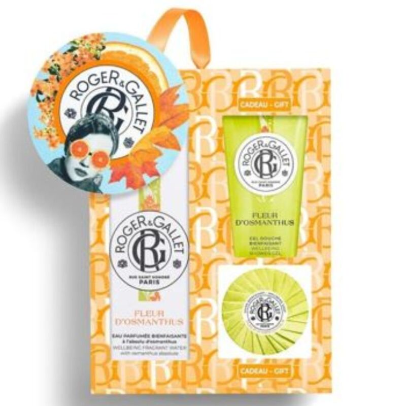 ROGER&GALLET-COFFRET  FLEUR D'OSMANTHUS EAU PARFUMEE + GEL DOUCHE + SAVON